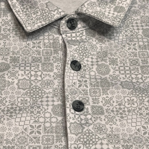 Travis Matthew Grey & White Floral Golf Polo Mens Large Pima Cotton Blend - Picture 7 of 9